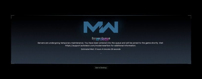 Call of Duty Modern Warfare Down Warzone Server Queue issues update Server Maintenance